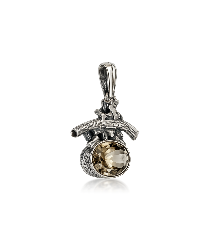 Серебряный кулон с дымчатым кварцем