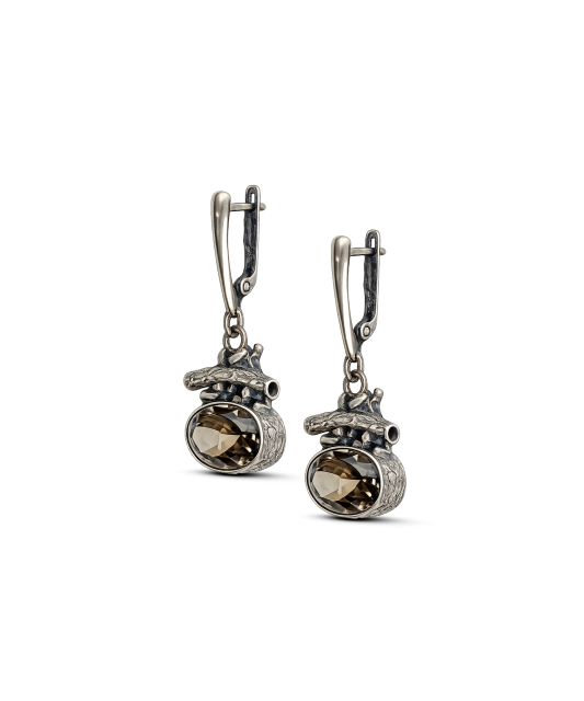 Silver earrings with smoky quartz