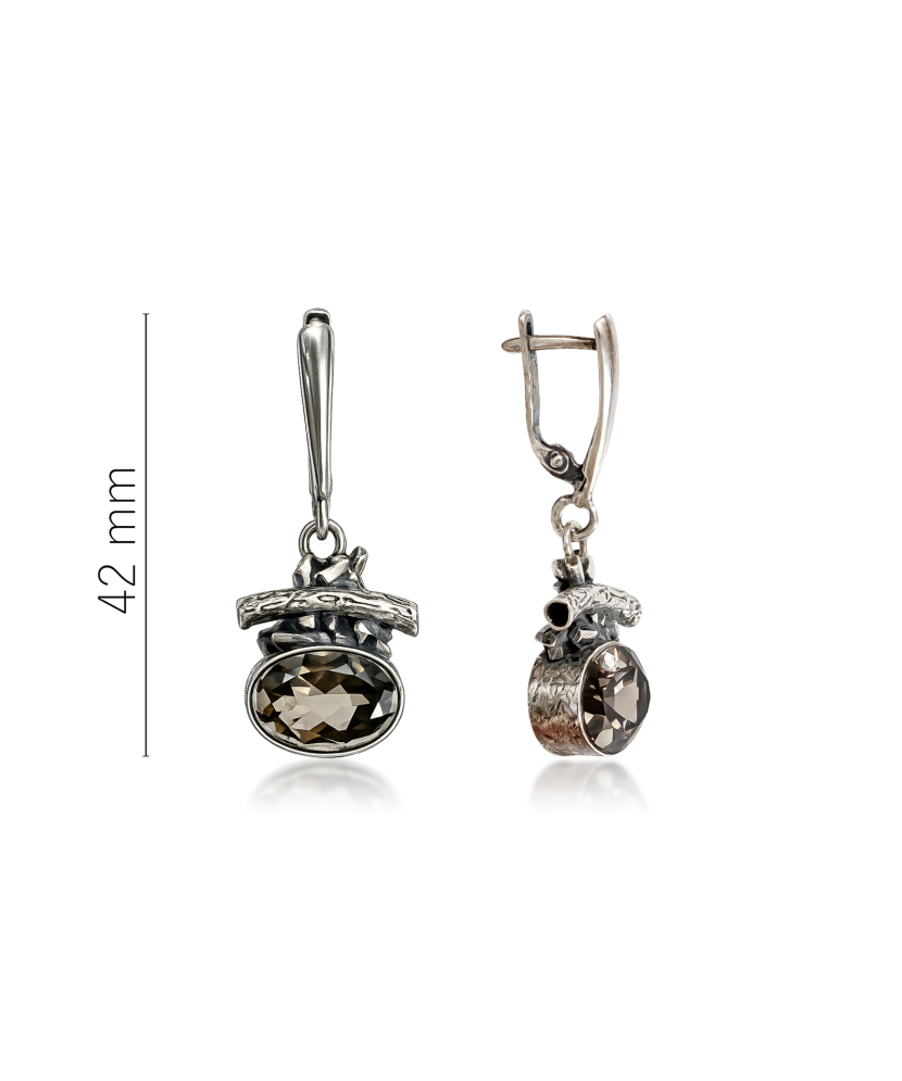 Silver earrings with smoky quartz