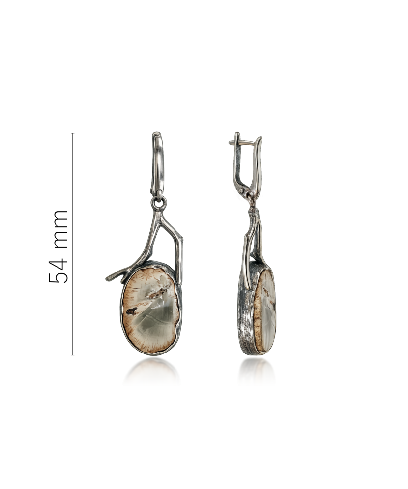 Silver earrings with acacia stone