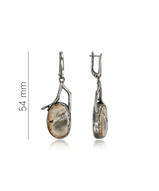 Silver earrings with acacia stone