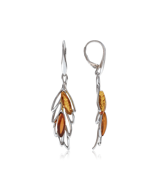 Sterling silver earrings with amber