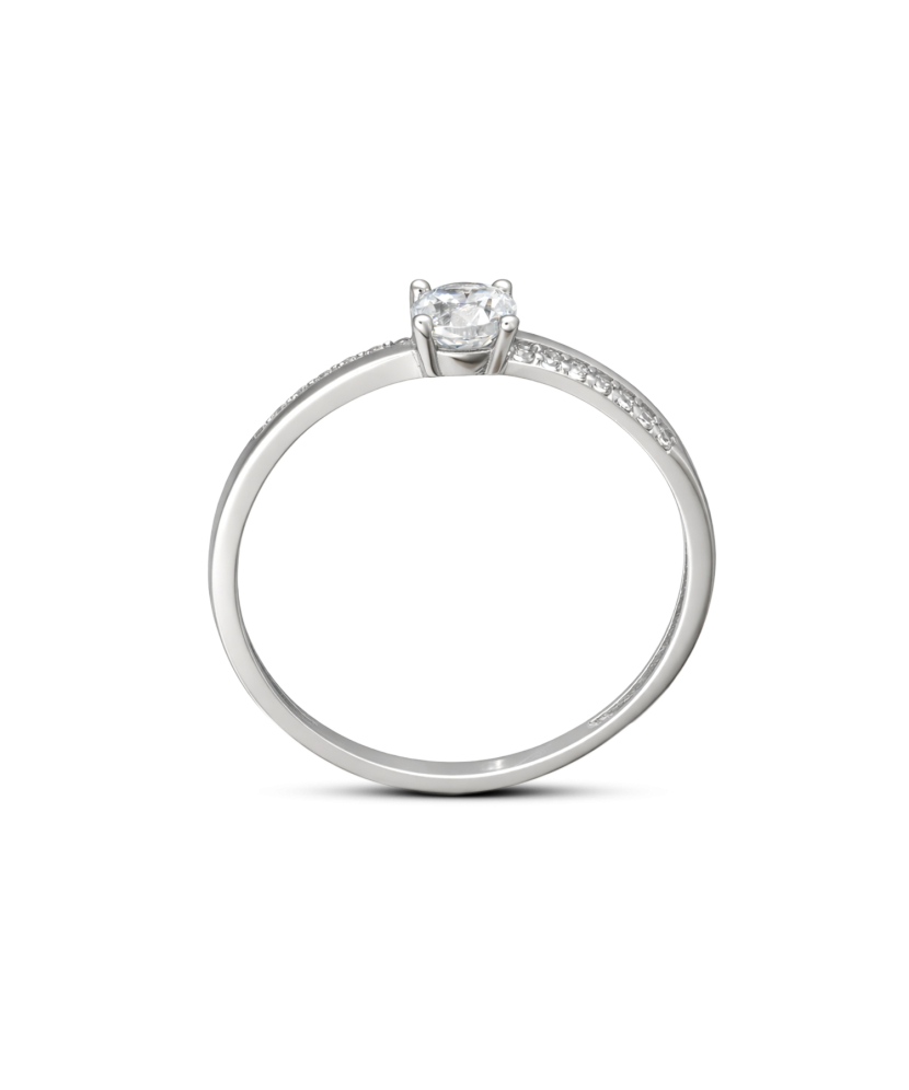 White gold ring with zircons