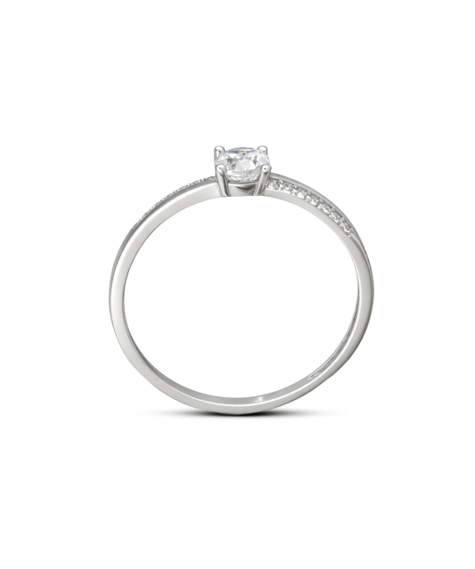 White gold ring with zircons