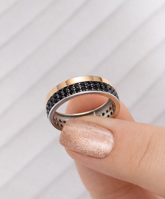 Sterling silver ring gold plated with zircons