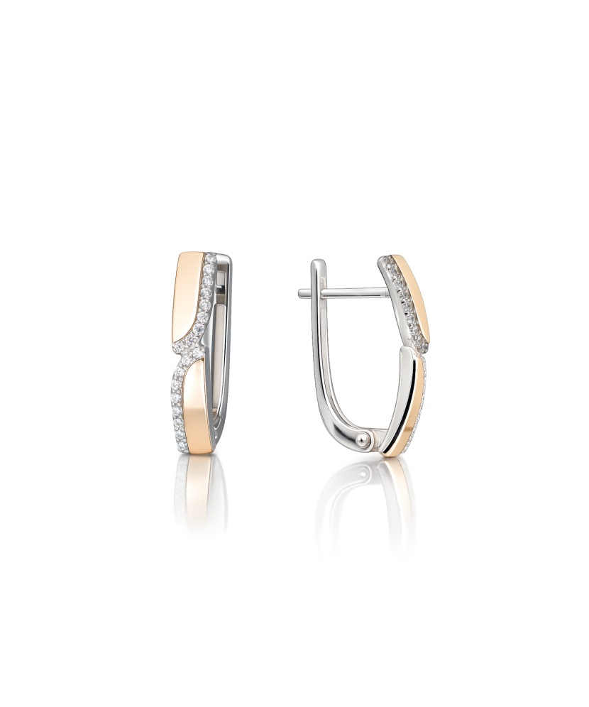 Sterling silver earrings gold plated with zircons