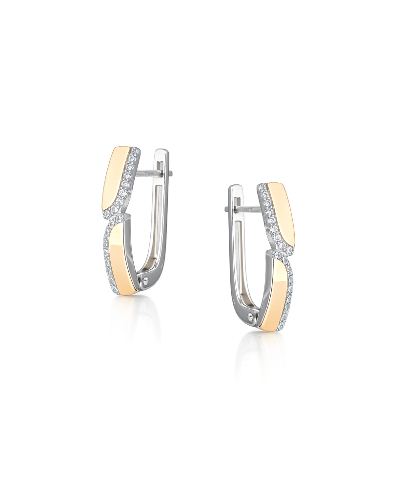 Sterling silver earrings gold plated with zircons