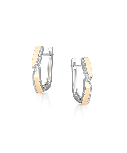Sterling silver earrings gold plated with zircons
