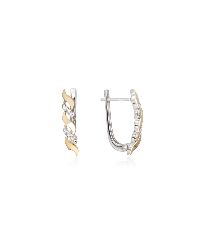 Sterling silver earrings gold plated with zircons