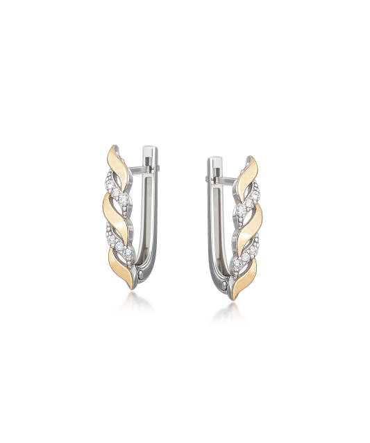 Sterling silver earrings gold plated with zircons