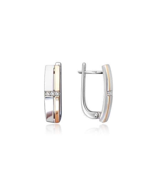 Серьги из позолоченного серебра с цирконами