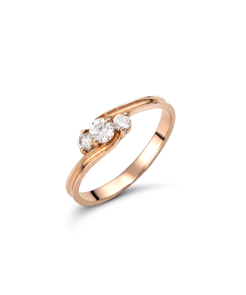 Gold ring with zircons