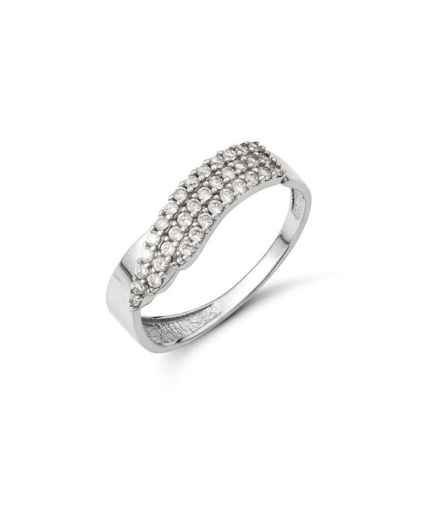 White gold ring with zircons