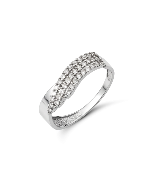 White gold ring with zircons