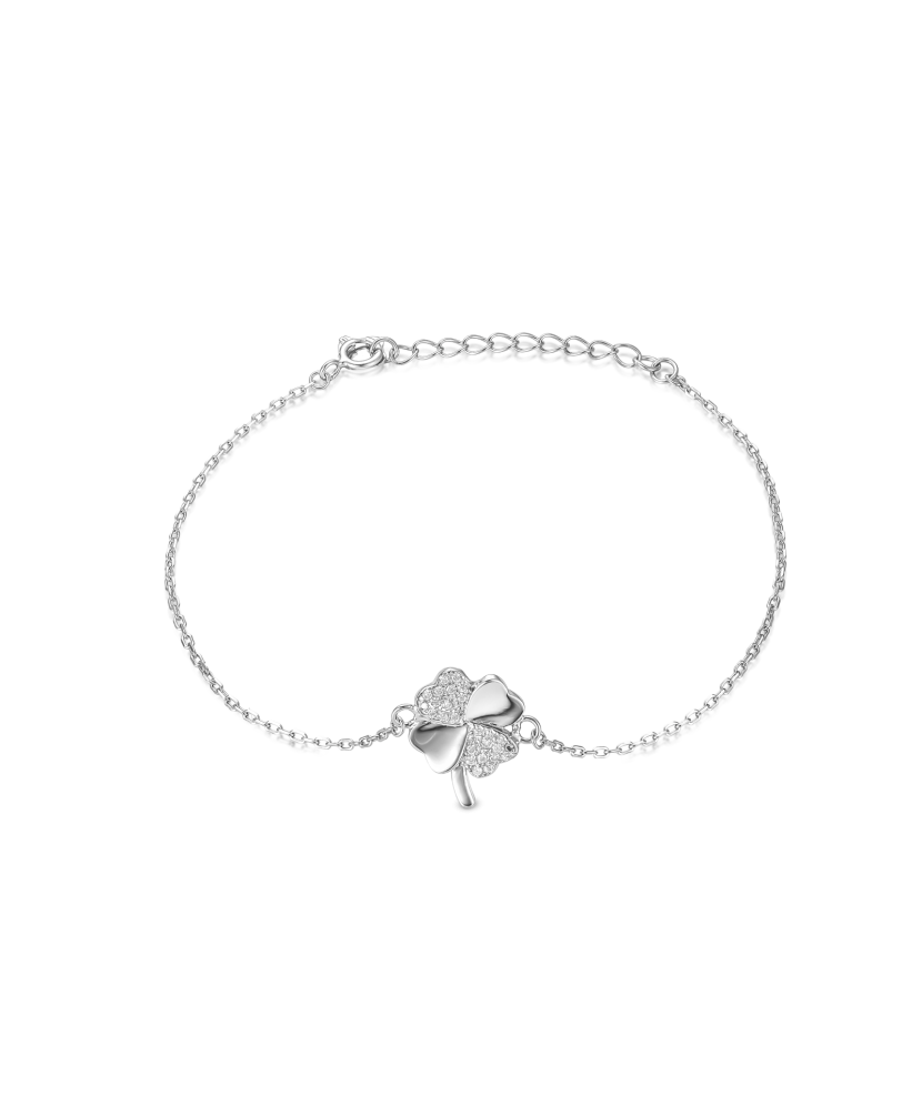 Sterling Silver bracelet with zircons "Clover"