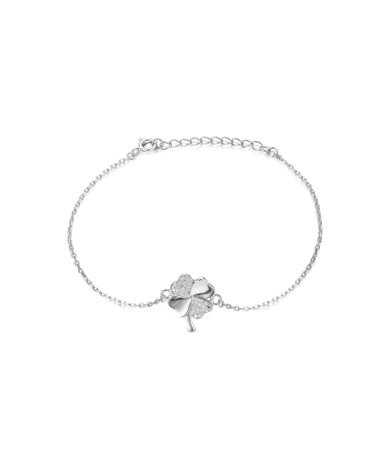 Sterling Silver bracelet with zircons "Clover"