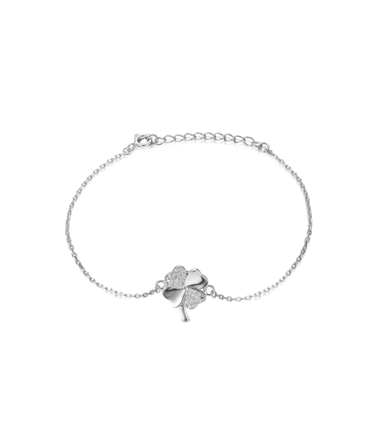 Sterling Silver bracelet with zircons "Clover"
