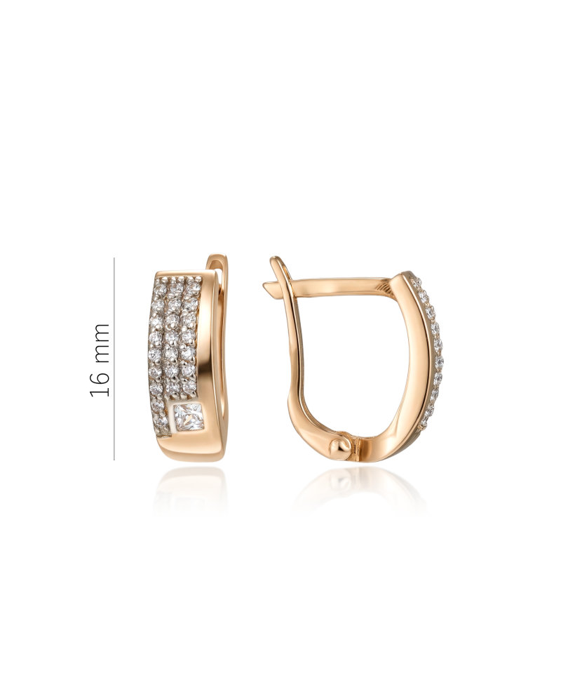 Gold earrings with zircons
