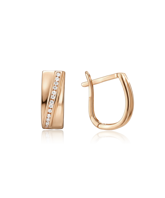 Gold earrings with zircons