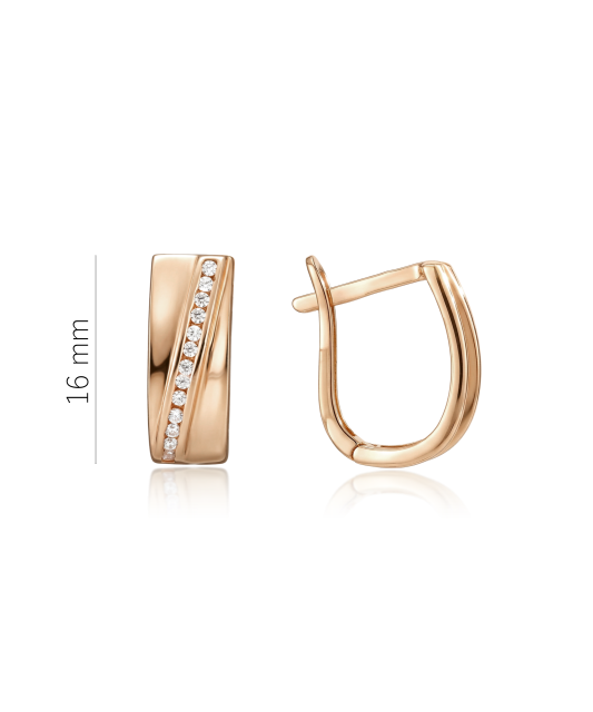 Gold earrings with zircons