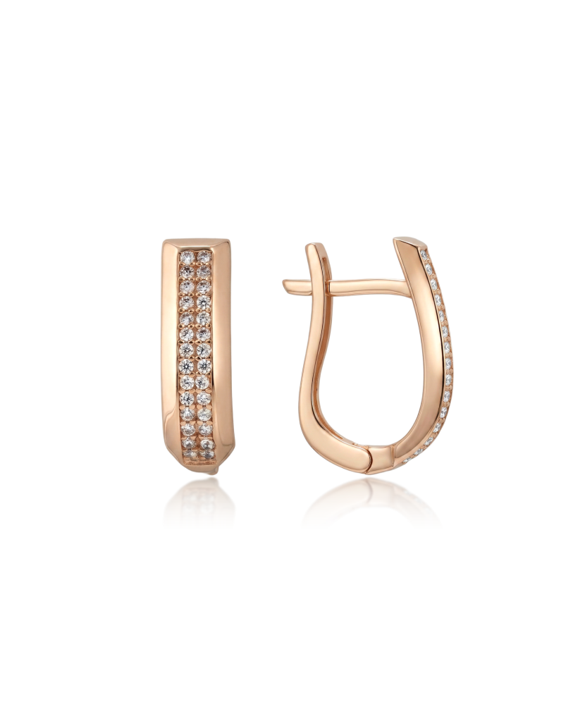 Gold earrings with zircons