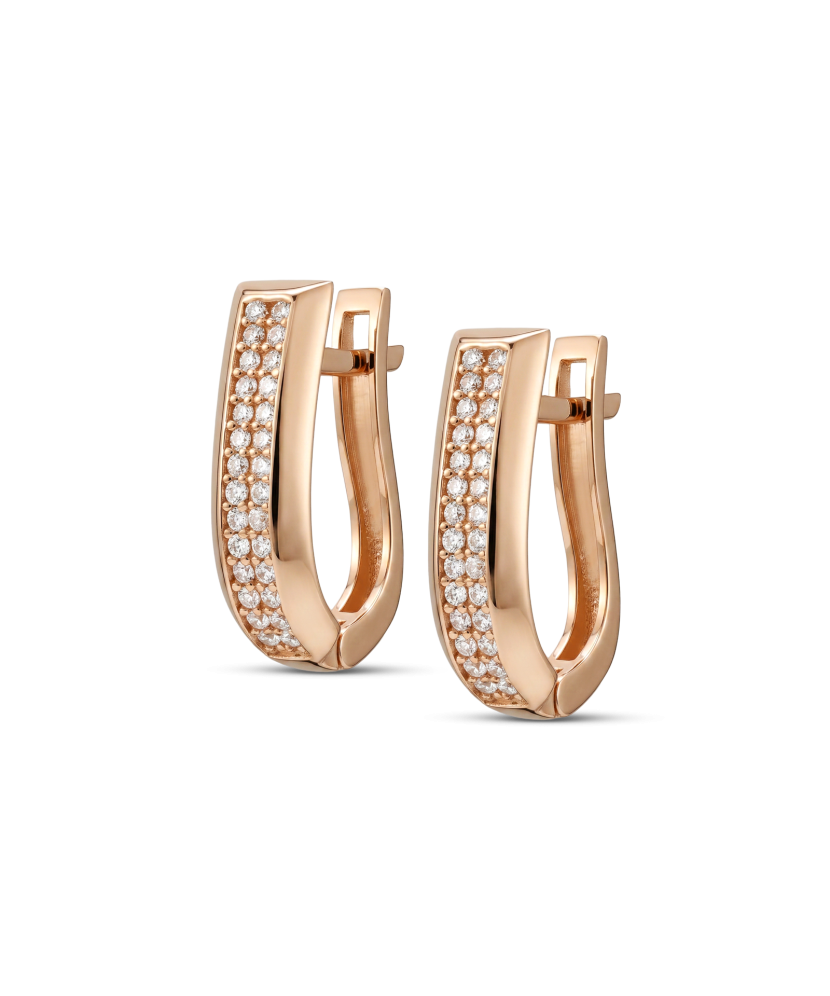 Gold earrings with zircons