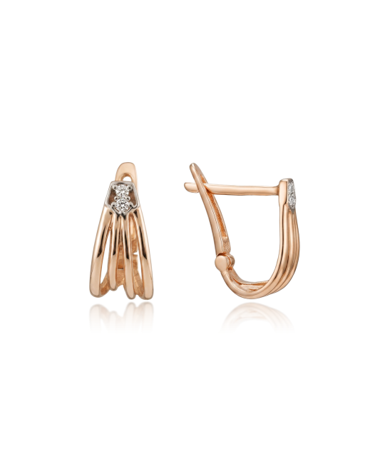 Gold earrings with zircons