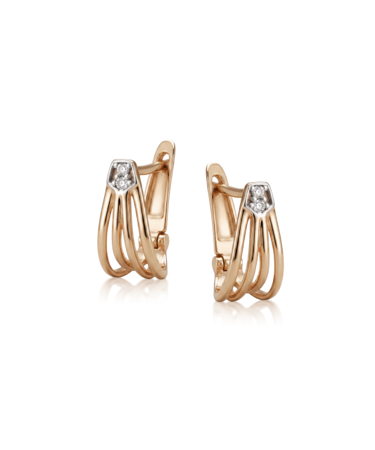 Gold earrings with zircons