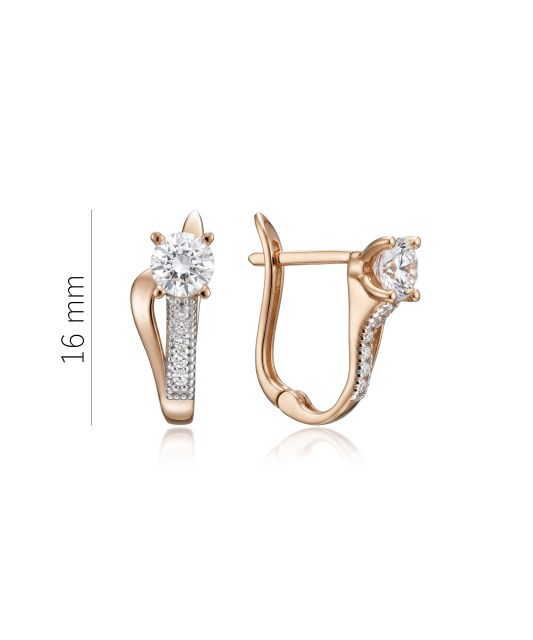 Gold earrings with zircons