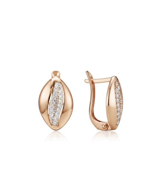 Gold earrings with zircons