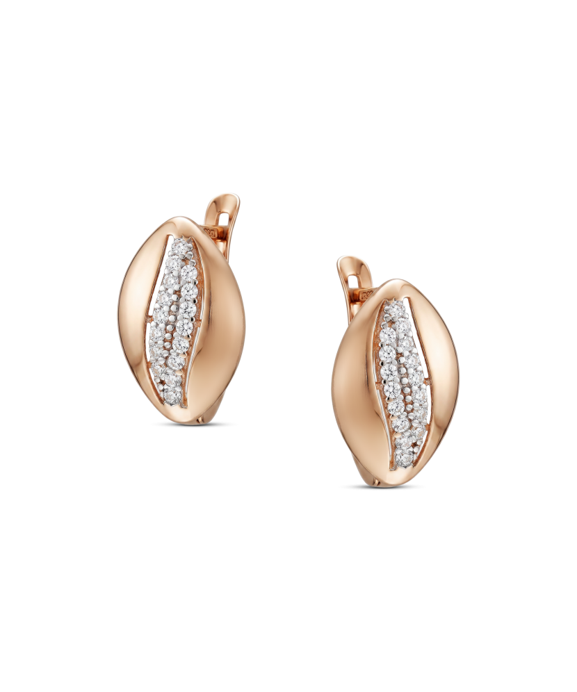 Gold earrings with zircons