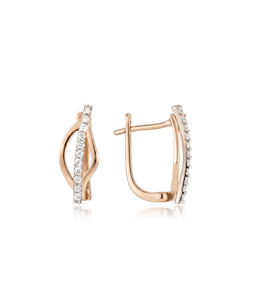 Gold earrings with zircons