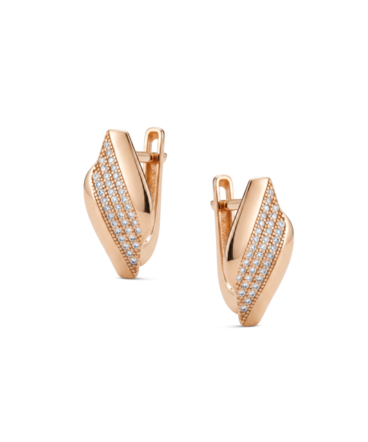 Gold earrings with zircons