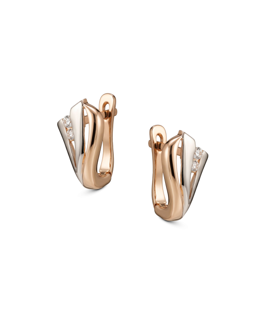 Gold earrings with zircons