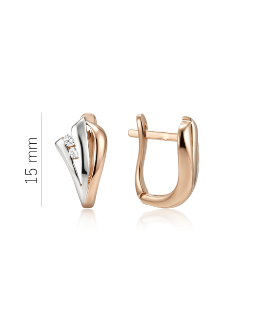 Gold earrings with zircons