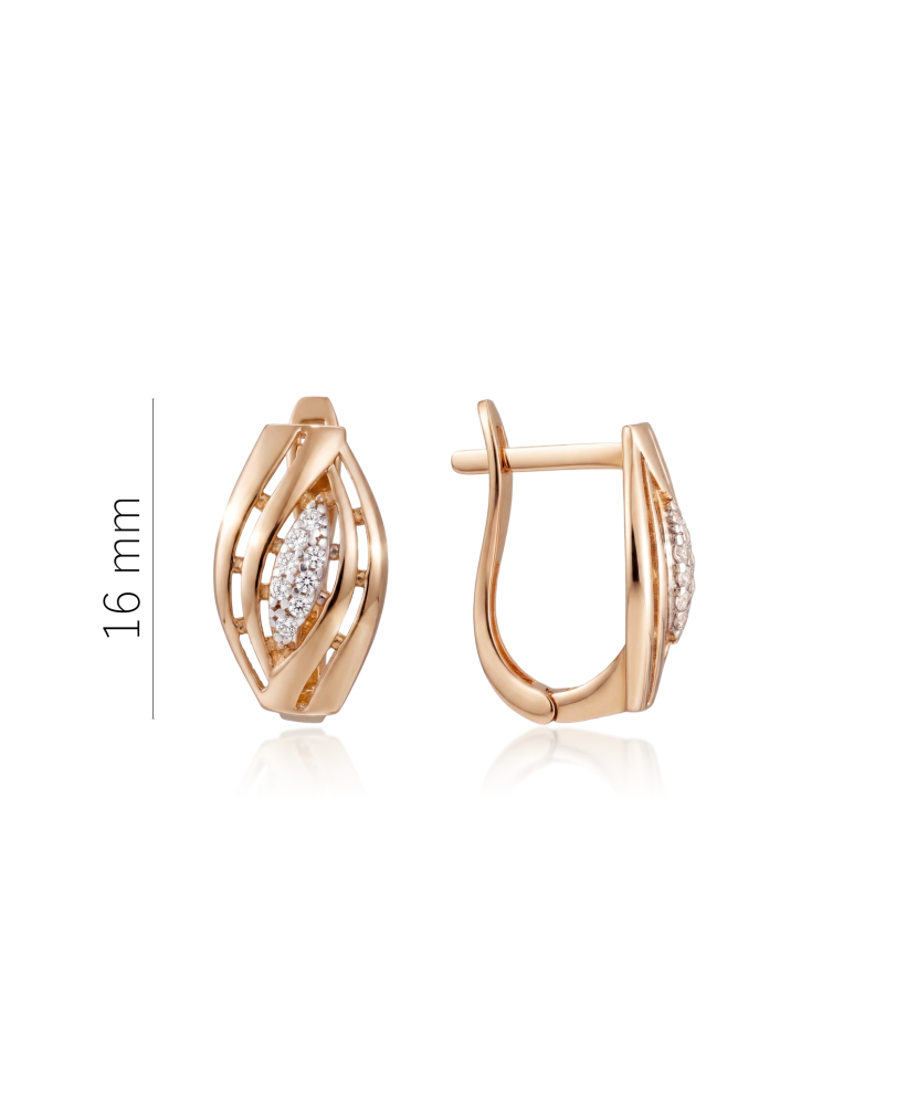 Gold earrings with zircons