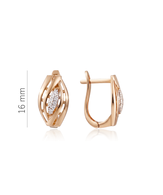 Gold earrings with zircons