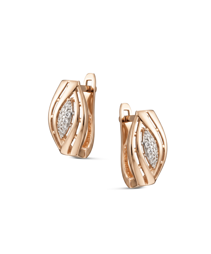 Gold earrings with zircons