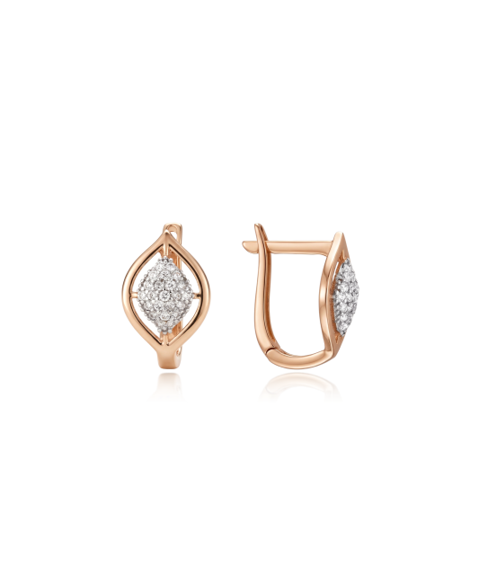 Gold earrings with zircons