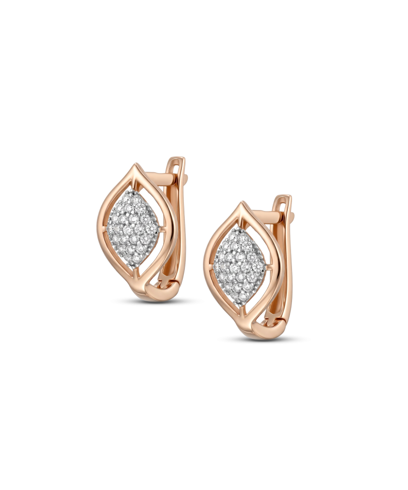 Gold earrings with zircons