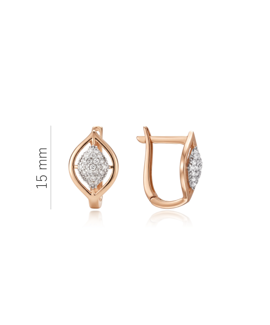 Gold earrings with zircons