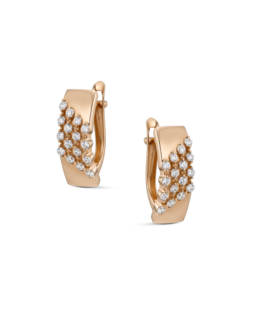 Gold earrings with zircons