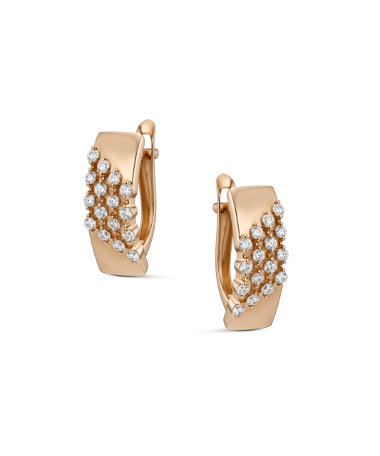 Gold earrings with zircons