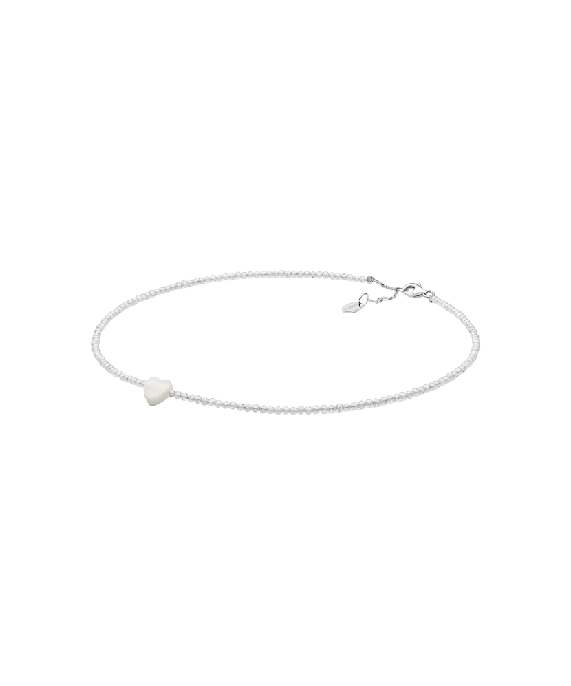 Necklace with zircons and mother-of-pearl