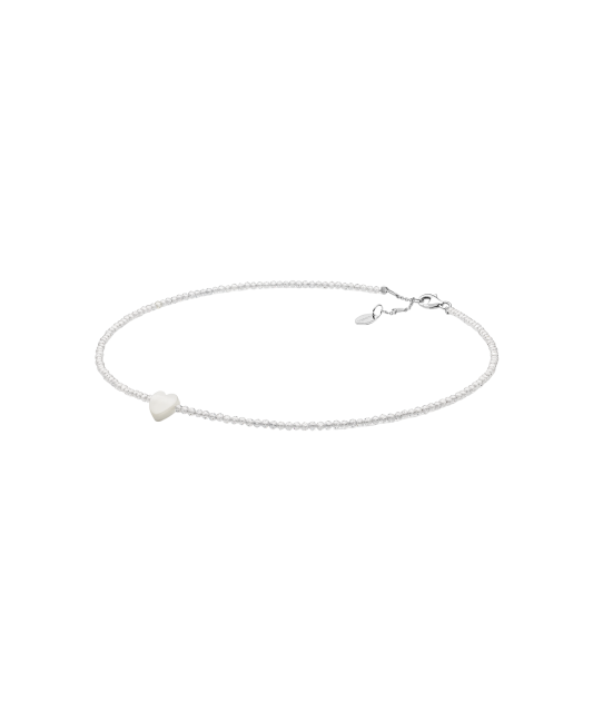 Necklace with zircons and mother-of-pearl