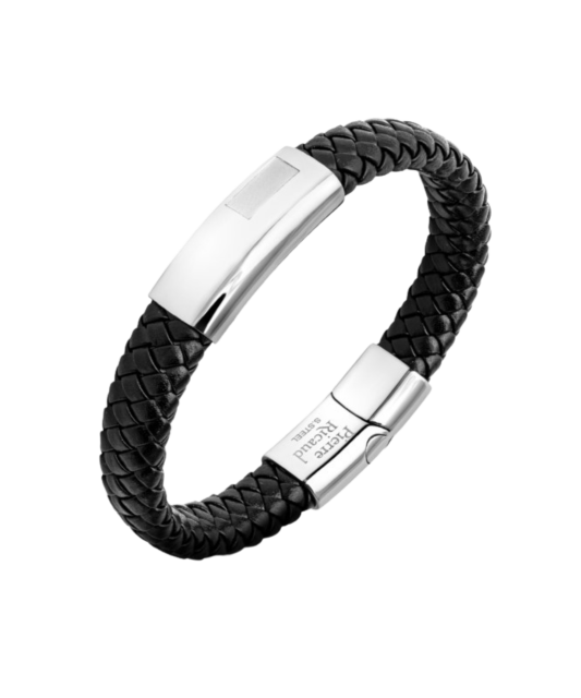 Leather bracelet with stainless steel