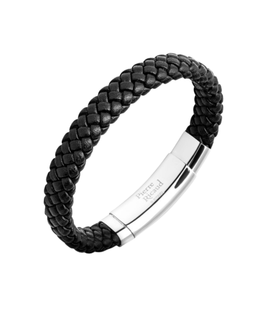 Leather bracelet with stainless steel