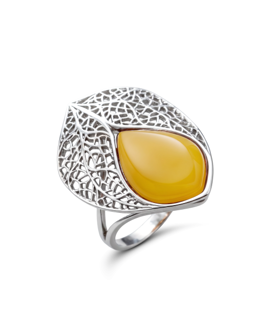 Sterling silver ring with amber