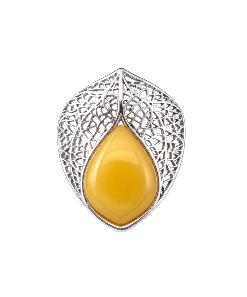 Sterling silver ring with amber