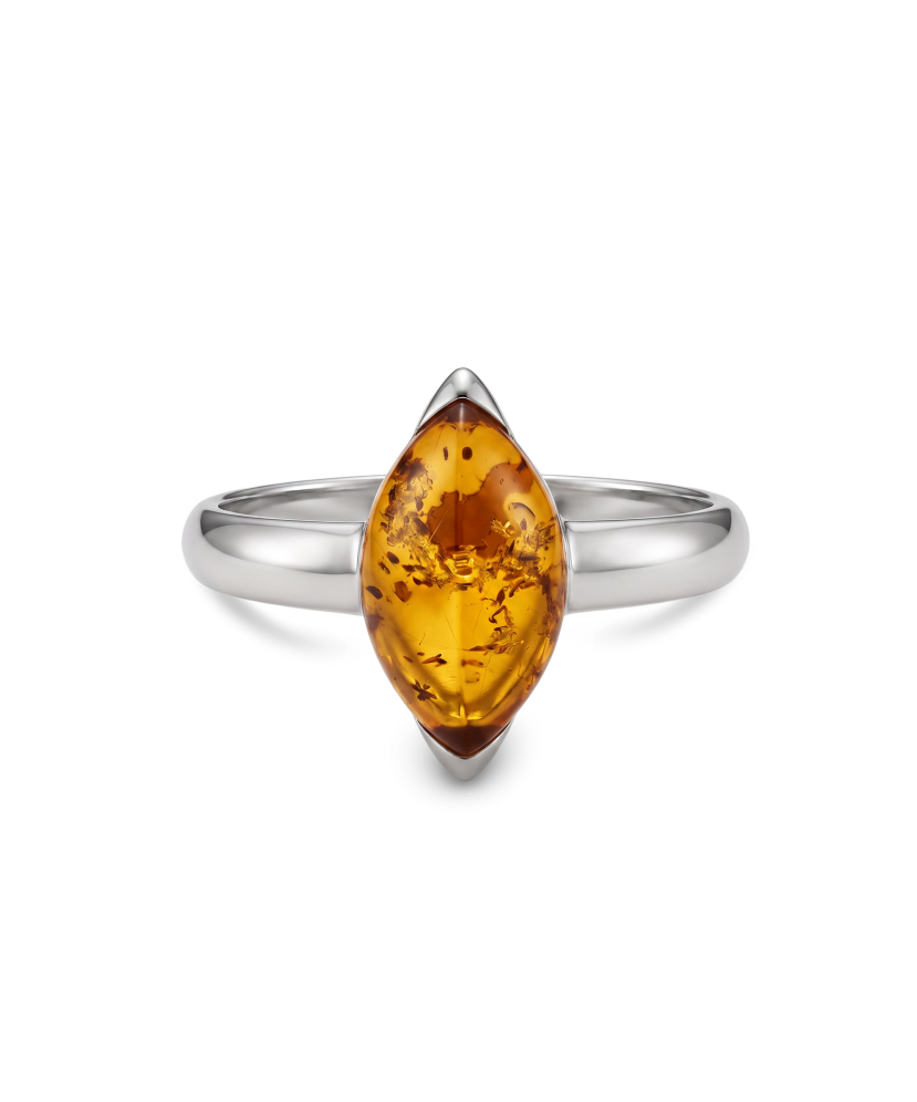 Sterling silver ring with amber